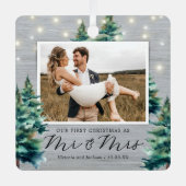 初めてのクリスマス素朴の松の木 メタルオーナメント (正面)