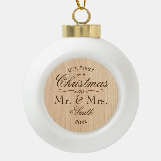 初めてのクリスマス素朴エレガント セラミックボールオーナメント (正面)