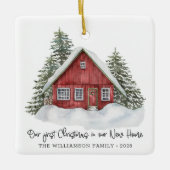 初めてのクリスマス素朴ズニューホームウッドランド セラミックオーナメント (正面)