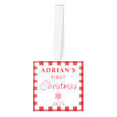 初めてのクリスマス素朴ベビーキープサケ キューブオーナメント (正面)