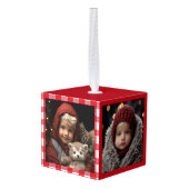 初めてのクリスマス素朴ベビーキープサケ キューブオーナメント (裏面アングル)