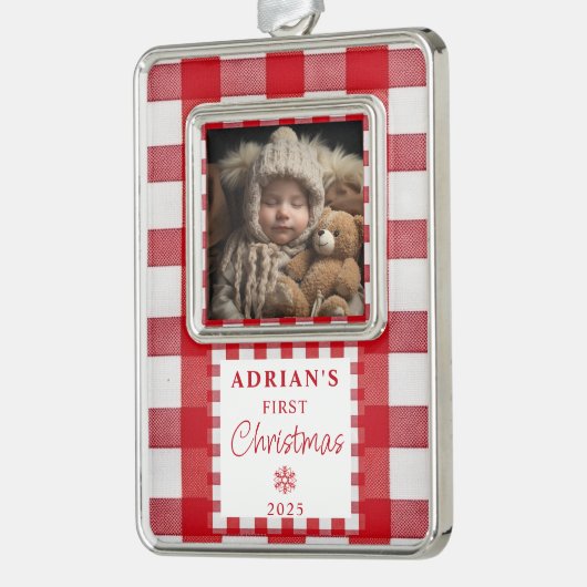 初めてのクリスマス素朴ベビーキープサケ シルバープレートフレームオーナメント (左)