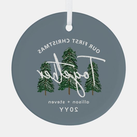初めてのクリスマス素朴Together Trees Cooles ガラスオーナメント (裏面)