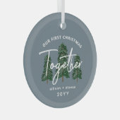 初めてのクリスマス素朴Together Trees Cooles ガラスオーナメント (正面右)