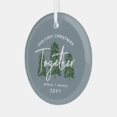 初めてのクリスマス素朴Together Trees Cooles ガラスオーナメント (正面左)