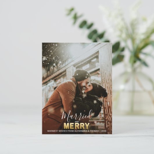 初めてのクリスマス結婚したとメリー金ゴールド | 写真の追加 シーズンポストカード (スタンド正面)