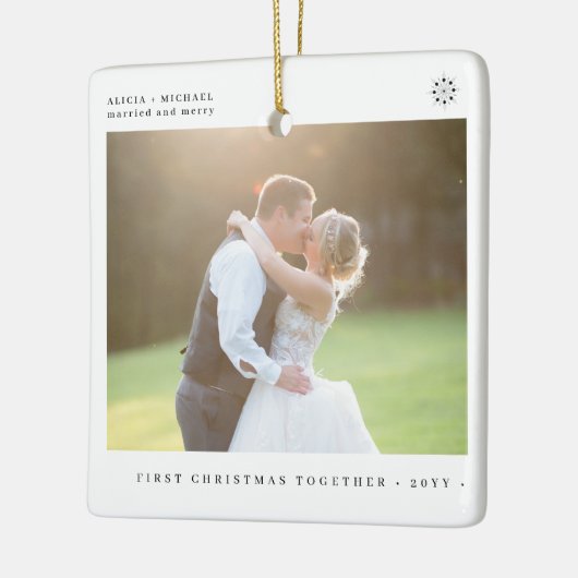 初めてのクリスマス結婚したと写メリー真 セラミックオーナメント (左)