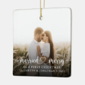 初めてのクリスマス結婚したと写メリー真 セラミックオーナメント (左)