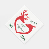 初めてのクリスマス結婚したのハート・ディアー夫妻 スタンダードランチョンナプキン (角)