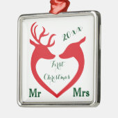 初めてのクリスマス結婚したのハート・ディアー夫妻 メタルオーナメント (左)