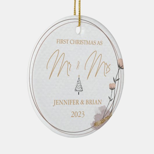 初めてのクリスマス結婚したのミセス・クリスマス セラミックオーナメント (右)