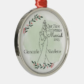 初めてのクリスマス結婚したの両手の連動 メタルオーナメント (右)