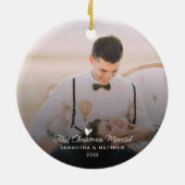 初めてのクリスマス結婚したの休日 セラミックオーナメント (裏面)