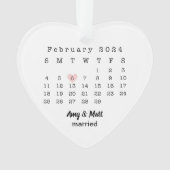 初めてのクリスマス結婚したの写真と日付セラミック オーナメント (正面)