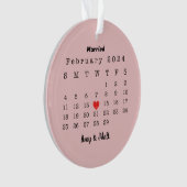 初めてのクリスマス結婚したの写真と日付セラミック オーナメント (正面)