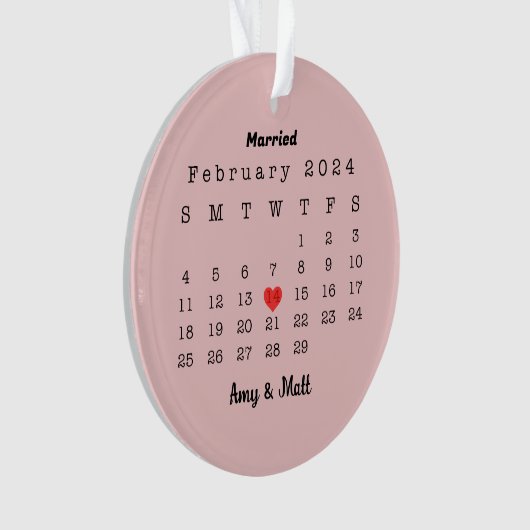 初めてのクリスマス結婚したの写真と日付セラミック オーナメント (正面)