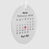 初めてのクリスマス結婚したの写真と日付セラミック オーナメント (正面)