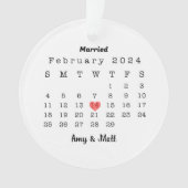 初めてのクリスマス結婚したの写真と日付セラミック オーナメント (正面)