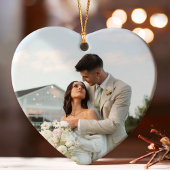 初めてのクリスマス結婚したの写真と日付セラミック オーナメント