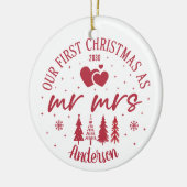 初めてのクリスマス結婚したの写真と日付 セラミックオーナメント (左)