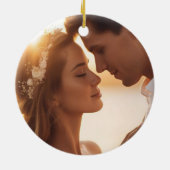 初めてのクリスマス結婚したの写真と日付 セラミックオーナメント (裏面)
