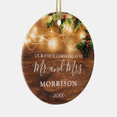 初めてのクリスマス結婚したの素朴な木と光 セラミックオーナメント (右)