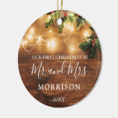 初めてのクリスマス結婚したの素朴な木と光 セラミックオーナメント (左)