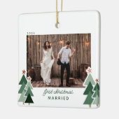 初めてのクリスマス結婚したの素朴木の写真 セラミックオーナメント (左)