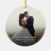 初めてのクリスマス結婚したの結婚写真保存 セラミックオーナメント (正面)