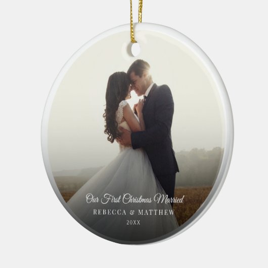 初めてのクリスマス結婚したの結婚写真保存 セラミックオーナメント (左)