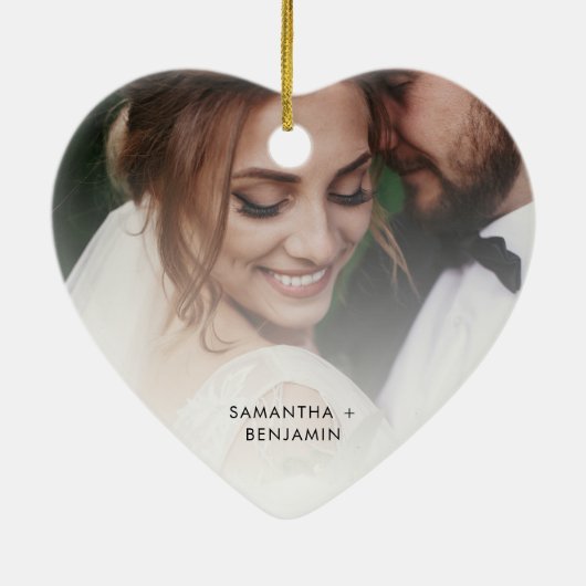 初めてのクリスマス結婚したの結婚記念写真 セラミックオーナメント (裏面)