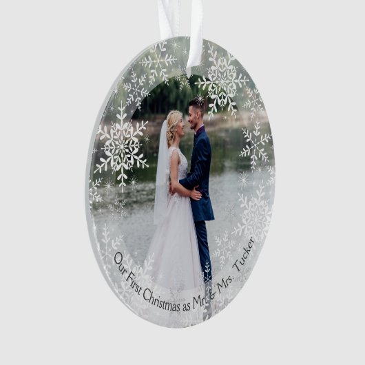 初めてのクリスマス結婚したのMr.&ミセス・スノーフレーク オーナメント (正面)