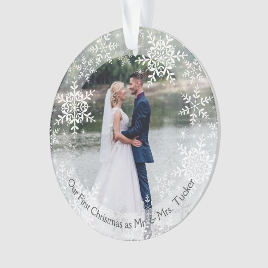 初めてのクリスマス結婚したのMr.&ミセス・スノーフレーク オーナメント (正面)