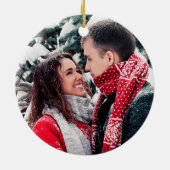 初めてのクリスマス結婚したはっきりしたタイポグラフィミスター&ミセス セラミックオーナメント (裏面)