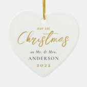 初めてのクリスマス結婚したはミセスの写結婚真 セラミックオーナメント (正面)