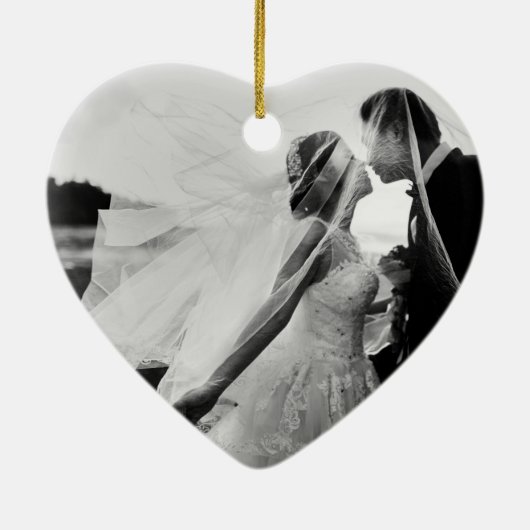 初めてのクリスマス結婚したはミセスの写結婚真 セラミックオーナメント (裏面)