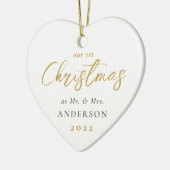 初めてのクリスマス結婚したはミセスの写結婚真 セラミックオーナメント (左)