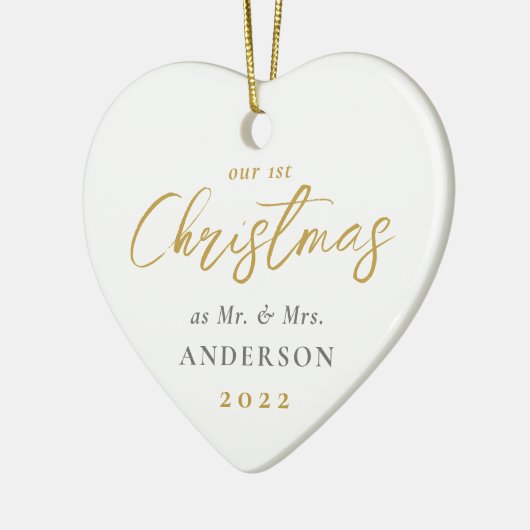 初めてのクリスマス結婚したはミセスの写結婚真 セラミックオーナメント (左)