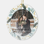 初めてのクリスマス結婚したは写真ミセスと同じモダン セラミックオーナメント (左)