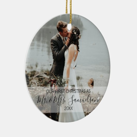 初めてのクリスマス結婚したは写真2枚(&M) セラミックオーナメント (右)