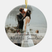 初めてのクリスマス結婚したは写真2枚(&M) セラミックオーナメント (正面)