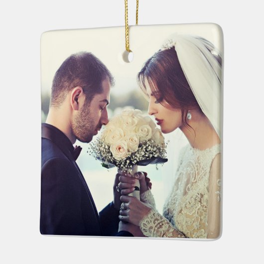 初めてのクリスマス結婚したはMr.ミセス・フォト セラミックオーナメント (左)