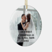 初めてのクリスマス結婚したはMr.ミセス・フォト セラミックオーナメント (右)