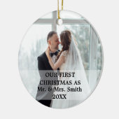 初めてのクリスマス結婚したはMr.ミセス・フォト セラミックオーナメント (左)