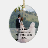 初めてのクリスマス結婚したはMr.ミセス・フォト セラミックオーナメント (右)