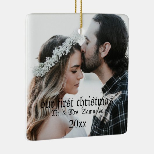 初めてのクリスマス結婚したはMr.ミセス・フォト セラミックオーナメント (右)
