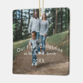 初めてのクリスマス結婚したはMr.ミセス・フォト セラミックオーナメント (左)