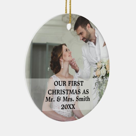 初めてのクリスマス結婚したはMr.ミセス・フォト セラミックオーナメント (右)