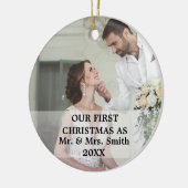 初めてのクリスマス結婚したはMr.ミセス・フォト セラミックオーナメント (左)