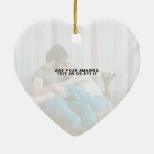 初めてのクリスマス結婚したはMr.& Mrs PHOTOハート セラミックオーナメント (裏面)